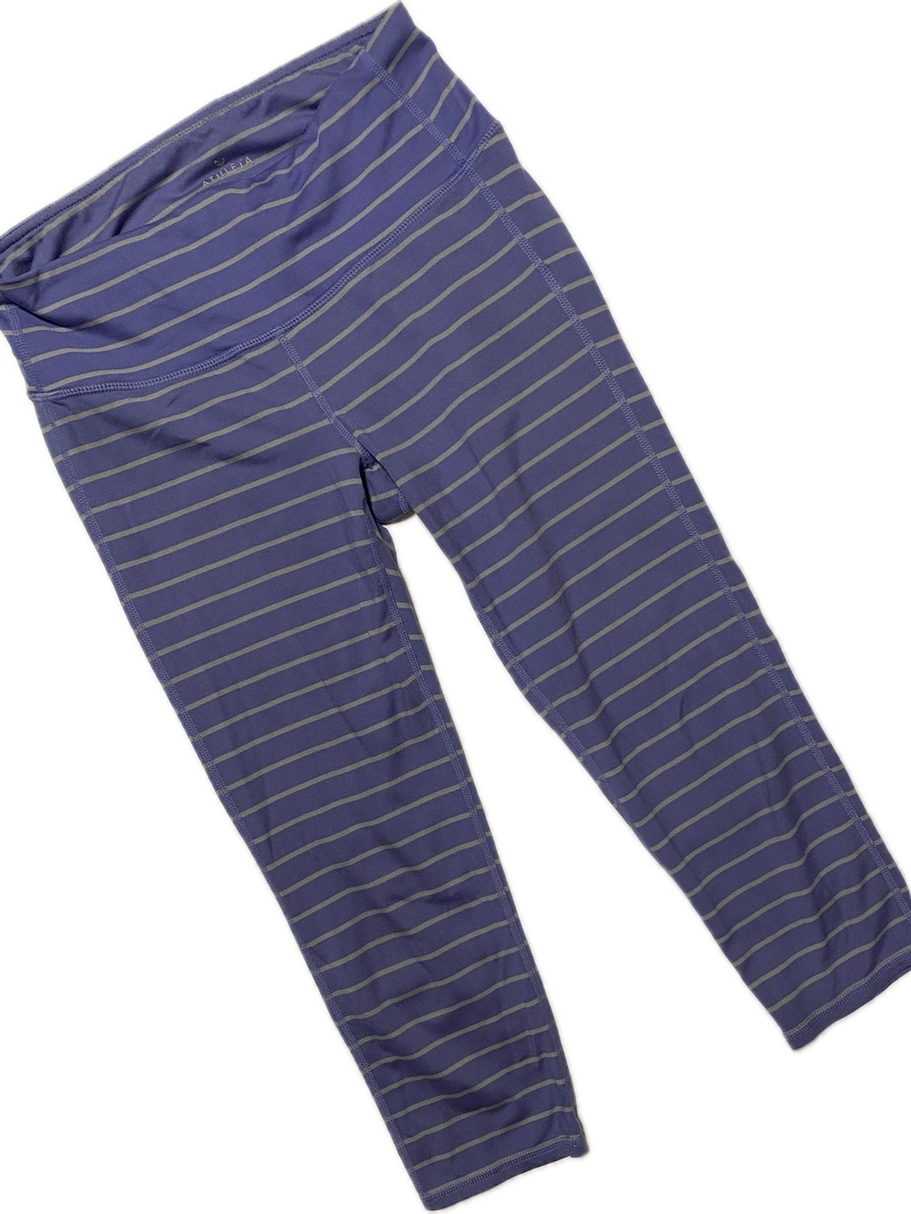 Athleta Lavender-Gray Striped High-Rise Leggings